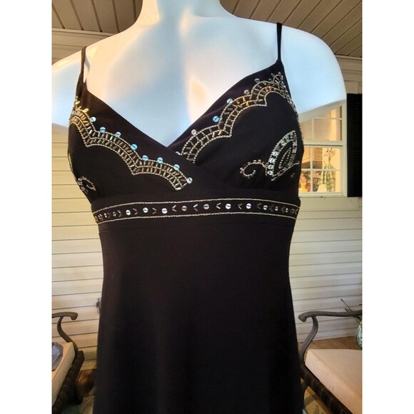 Gharani Stok London Fashion Designer Black Dress Sequin Bodice Elastane MINT, Sm - Picture 3 of 10
